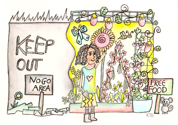 permaculture transformation illustration by kt shepherd