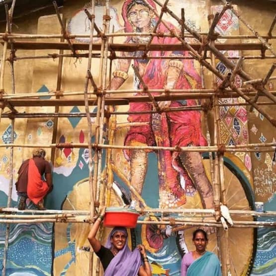 p14 1 community mural painting in india
