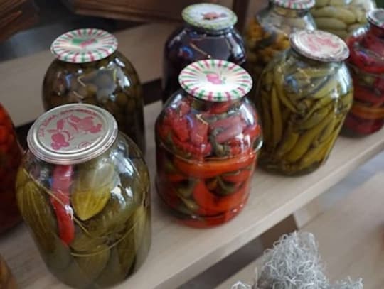 jars of preserved vegetables 